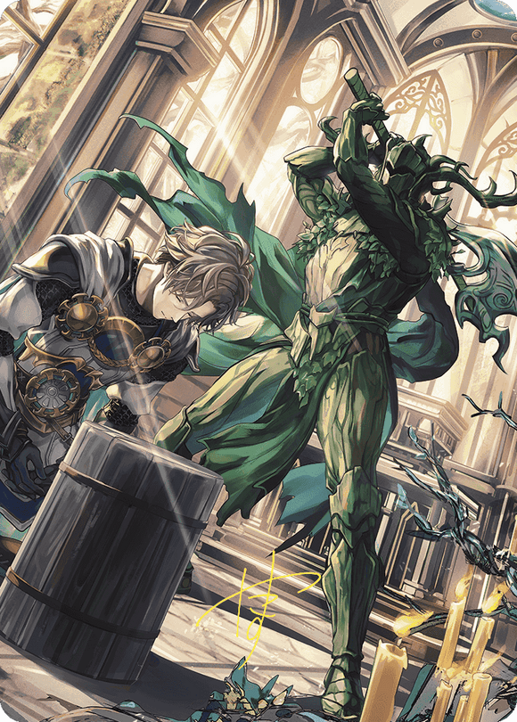 Tarjeta de arte de anime de Karmic Justice (firma estampada en dorado) [Serie de arte Wilds of Eldraine] 