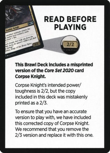 Corpse Knight Reminder Card (Knights' Charge Brawl Deck) [Core Set 2020 Tokens] - 0