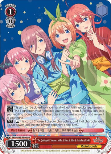 El verano de las Quintillizas, Ichika, Nino, Miku, Yotsuba e Itsuki (PR 5HY/W83-PE06) (Promoción) [Las Quintillizas por excelencia] 