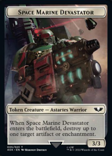 Soldier (002) // Space Marine Devastator Double-Sided Token (Surge Foil) [Warhammer 40,000 Tokens] - 0