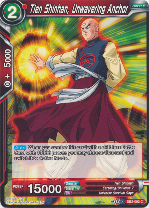 Tien Shinhan, ancla inquebrantable (reimpresión) (DB2-003) [Refuerzo de Battle Evolution] 
