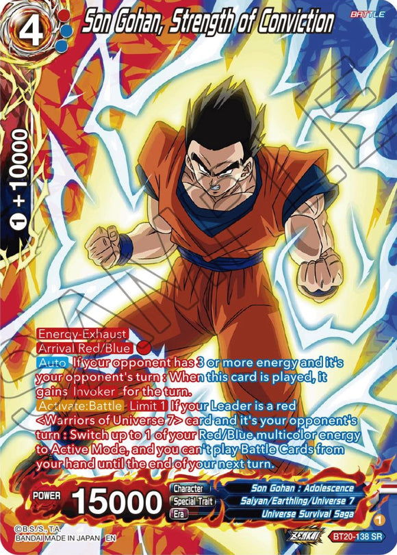 Son Gohan, Fuerza de convicción (Lámina plateada) (BT20-138) [Poder absorbido] 