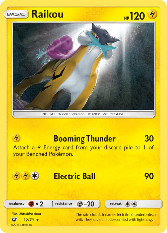 Raikou (32/73) (Let's Play, Pikachu Cracked Ice Holo) (Exclusiva de la baraja temática) [Sun &amp; Moon: Shining Legends] 