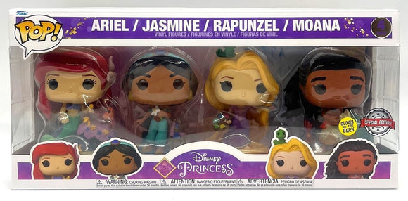 Disney - Ariel / Jasmine / Rapunzel / Moana (Glows In The Dark Special Edition) 4 Pack - POP!
